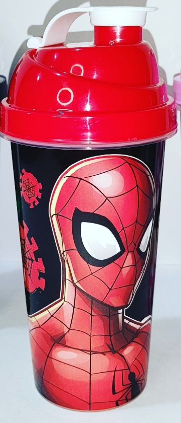 Copo grande com Tampa homem-aranha plasútil