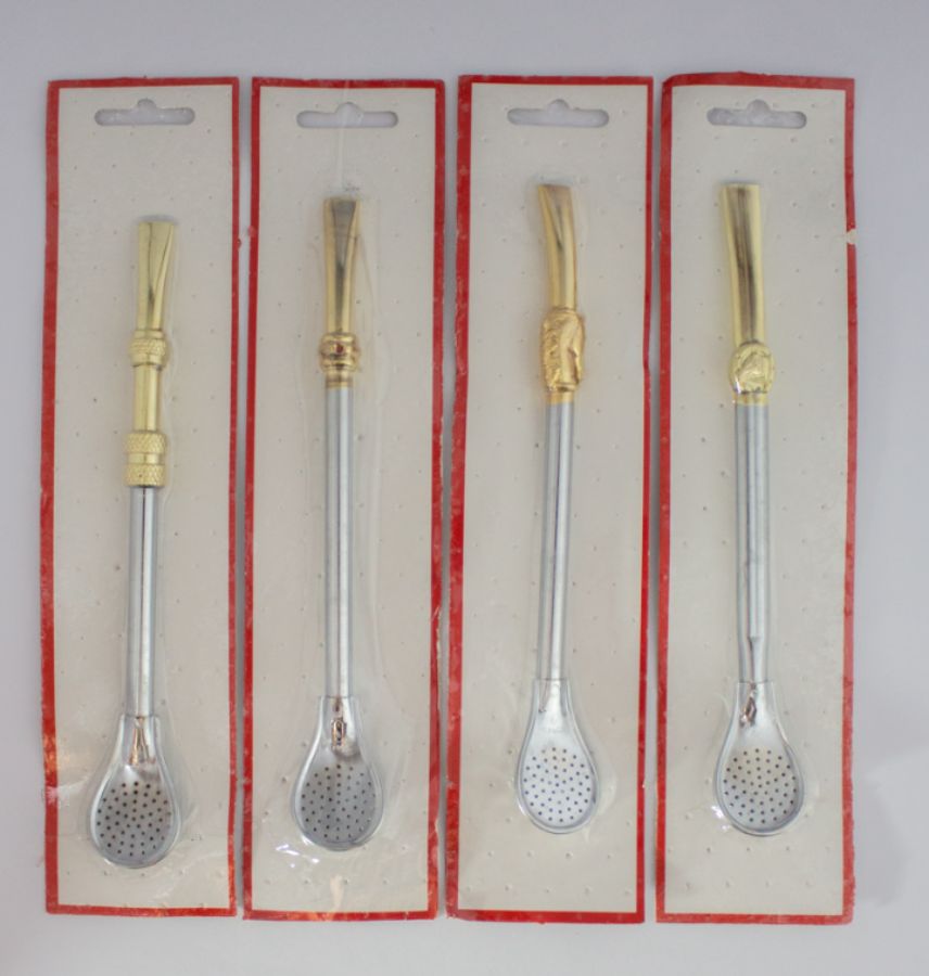 BOMBILLA BASE INOX. BAÑADA EN ALPACA (BLISTER)
