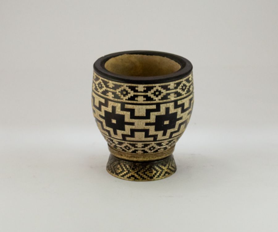 MATE COQUITO GRABADO 360 BLANCOY NEGRO S/VIROLA