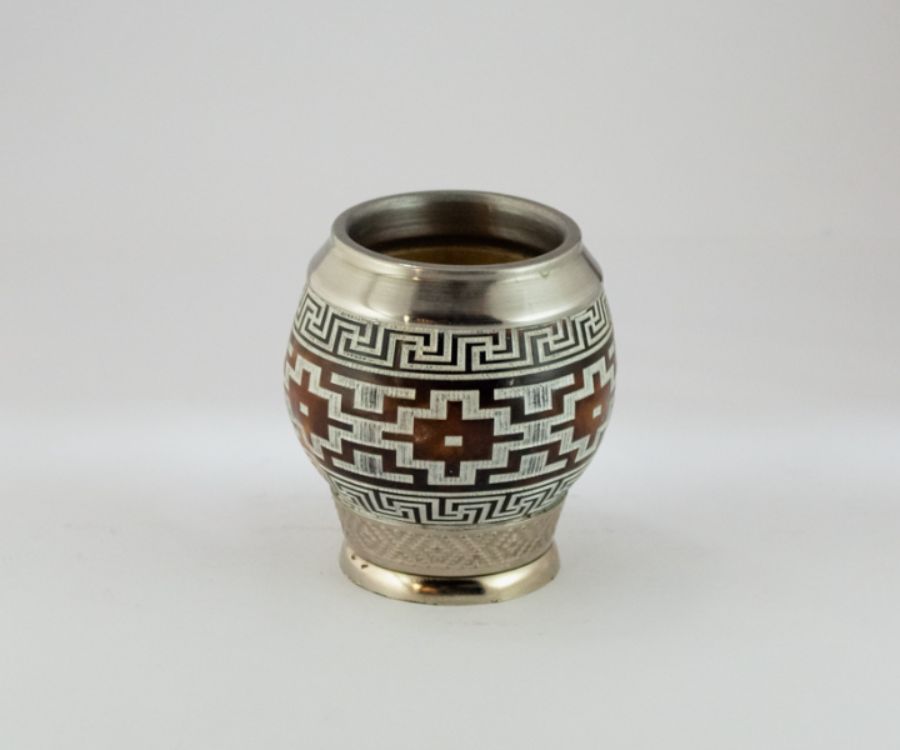MATE COQUITO GRABADO 360 BLANCOY NEGRO C/BASE Y VIROLA
