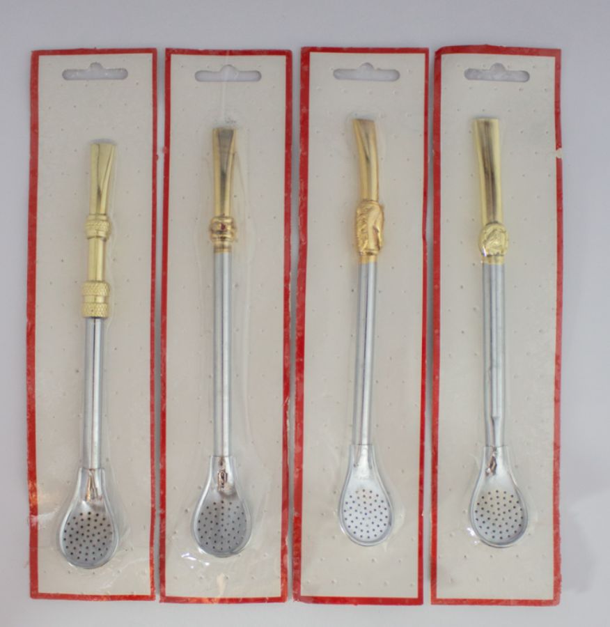 BOMBILLA BASE INOX. BAÑADA EN ALPACA (BLISTER)