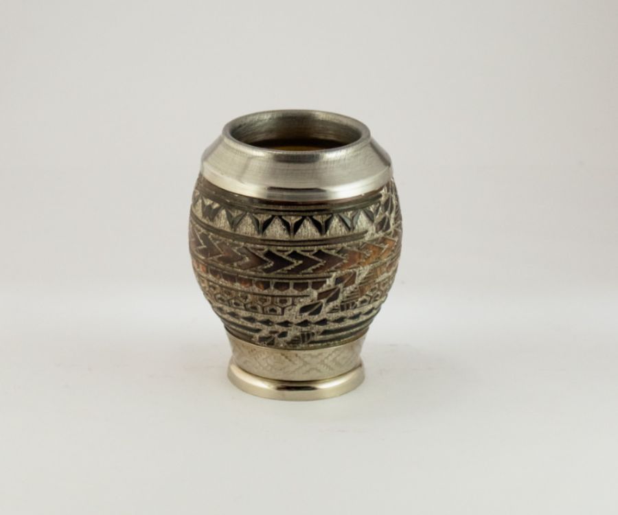 MATE COQUITO GRABADO 360 BLANCOY NEGRO C/BASE Y VIROLA