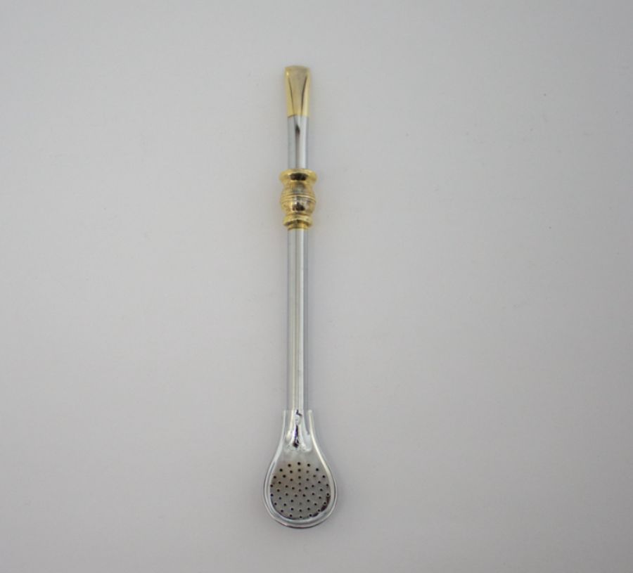 BOMBILLA BASE INOX. BAÑADA EN ALPACA (BLISTER)