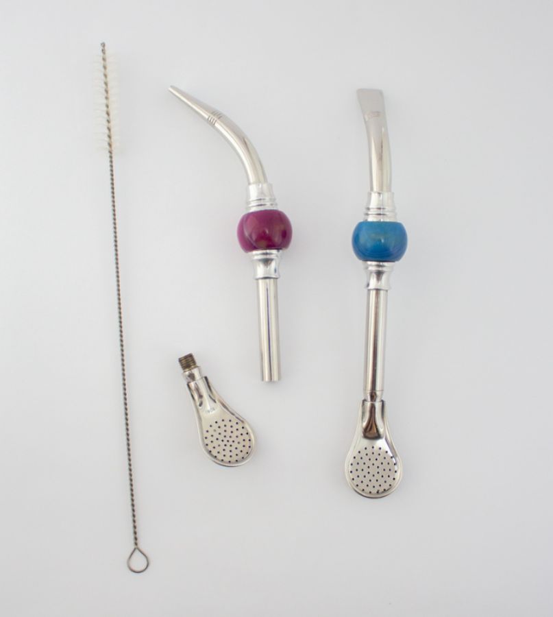 BOMBILLA INOX. DE PIEDRA C/CEPILLO–LIMP. RECTA Y PICO DE LORO