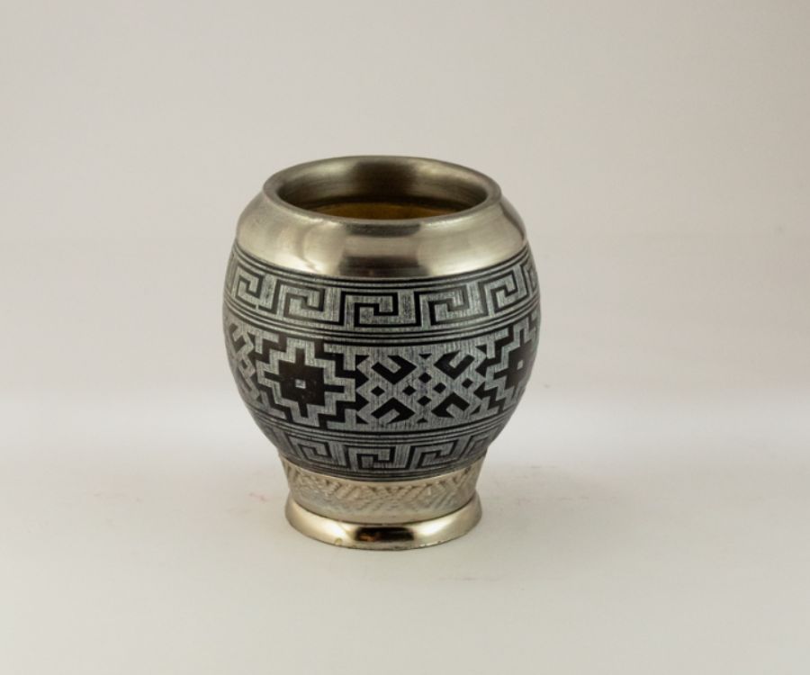 MATE COQUITO GRABADO 360 BLANCOY NEGRO C/BASE Y VIROLA