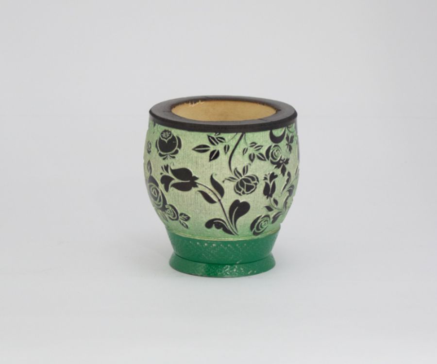 MATE COQUITO GRABADO 360 BLANCOY NEGRO S/VIROLA