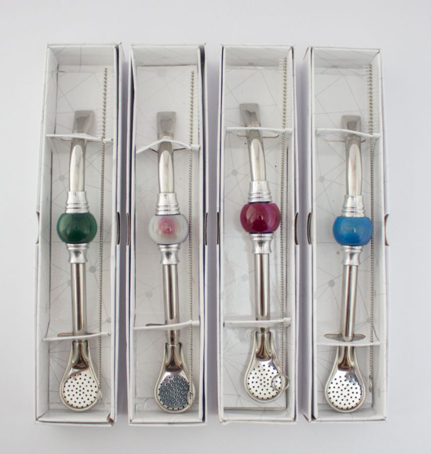 BOMBILLA INOX. DE PIEDRA C/CEPILLO–LIMP. RECTA Y PICO DE LORO