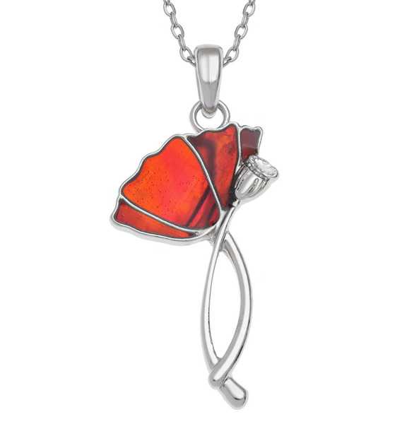 Red Paua Shell Poppy NecklaceTJ891