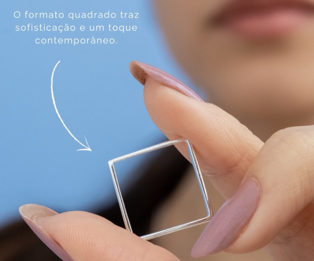 Anel quadrado liso prata 925 tm16/16/23