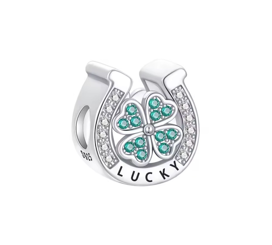 Charm Herradura Trebol plata 925