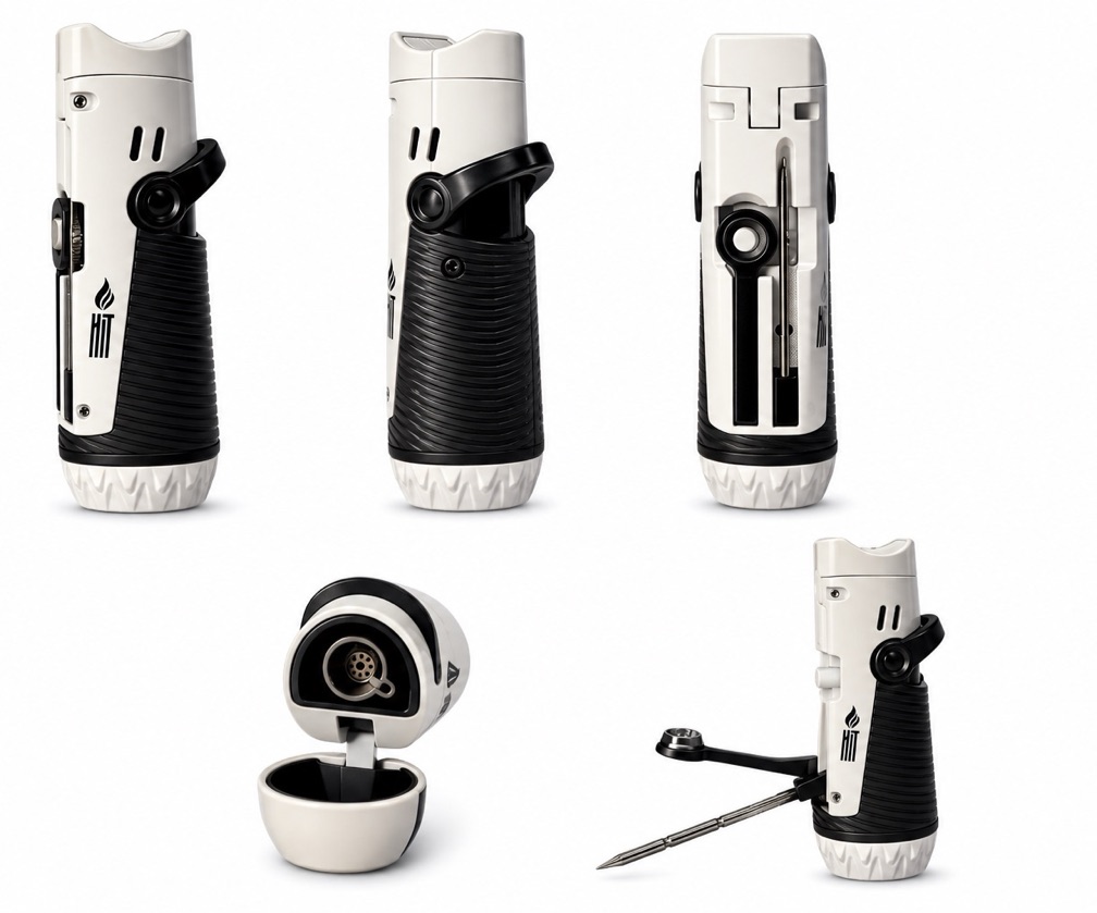 Acendedor Premium HIT Trigger White – Metal, 1 Chama + Acessórios