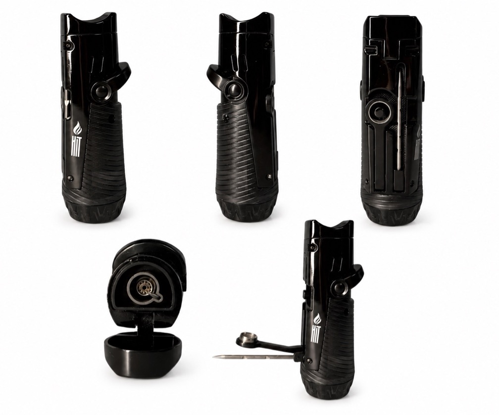 Acendedor Premium HIT Trigger Black – Metal, 1 Chama + Acessórios
