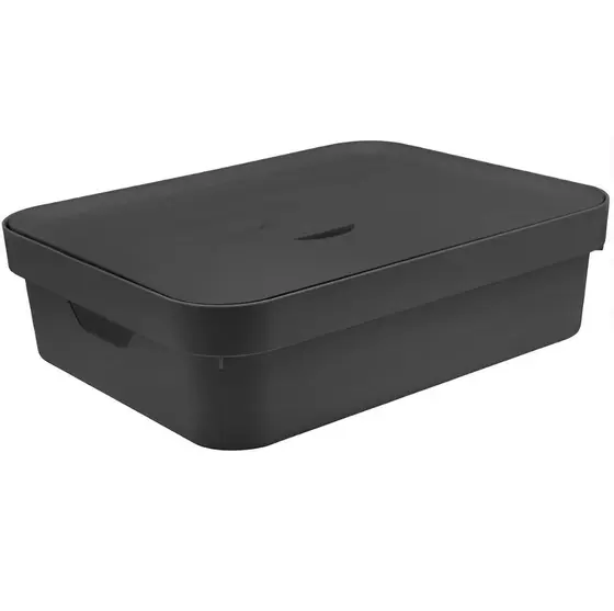 Caixa organizadora cube baixa G c/ tampa preto fechado