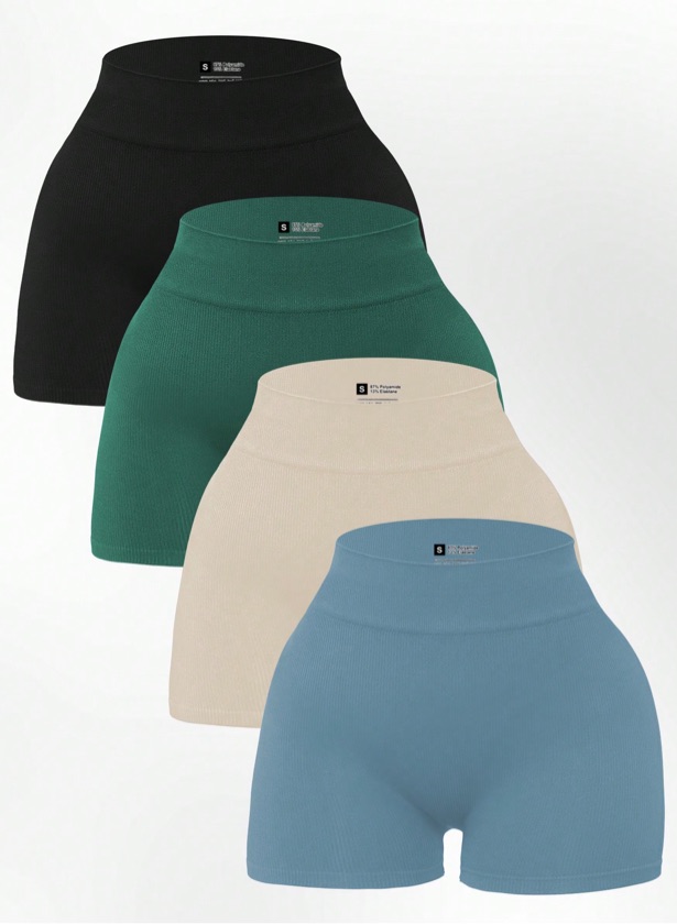 Pantalones cortos de mujer de unicolor para entrenamiento casual