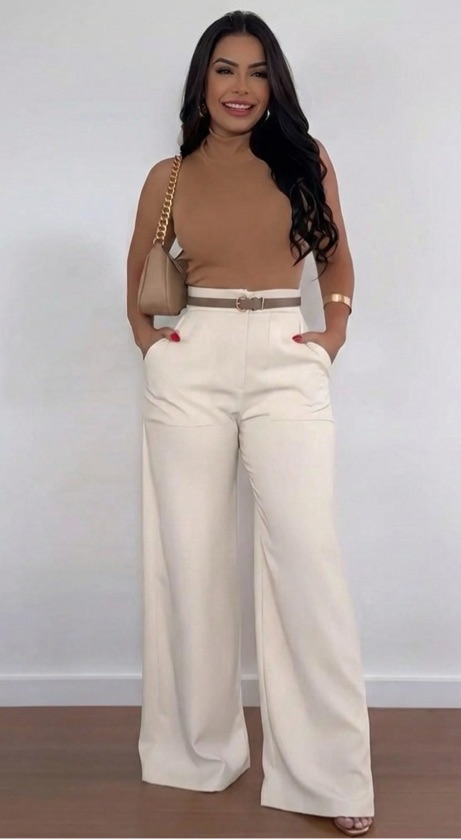 Pantalones casuales de cintura alta y pierna recta sueltos para mujer