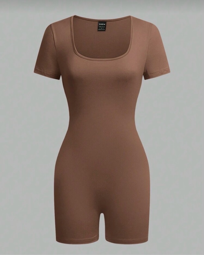 Mono corto de cuello redondo para mujer, informal y entallado, adecuado para el verano