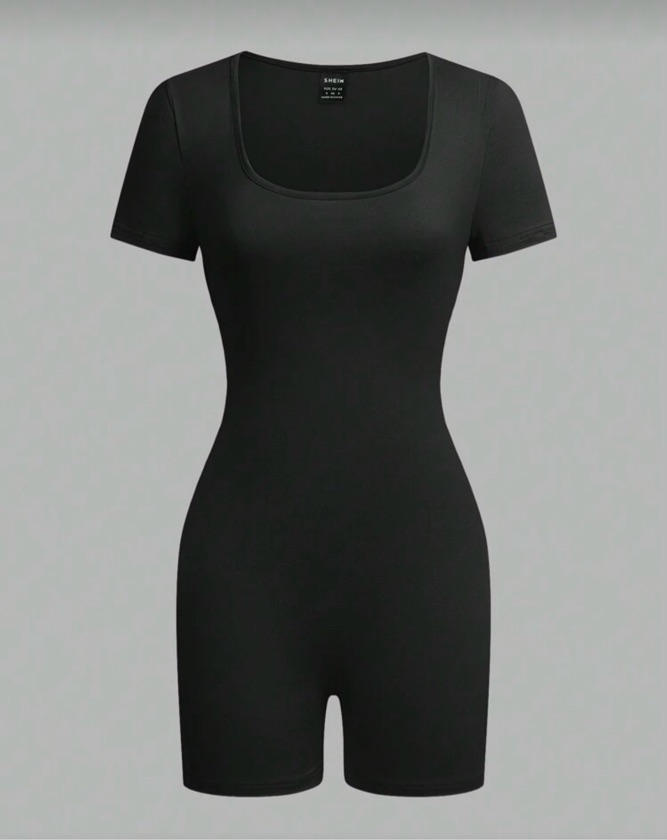 Mono corto de cuello redondo para mujer, informal y entallado, adecuado para el verano