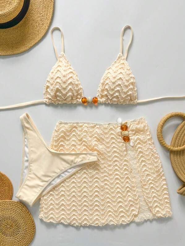 Conjunto de Bikini y Pareo de Encaje