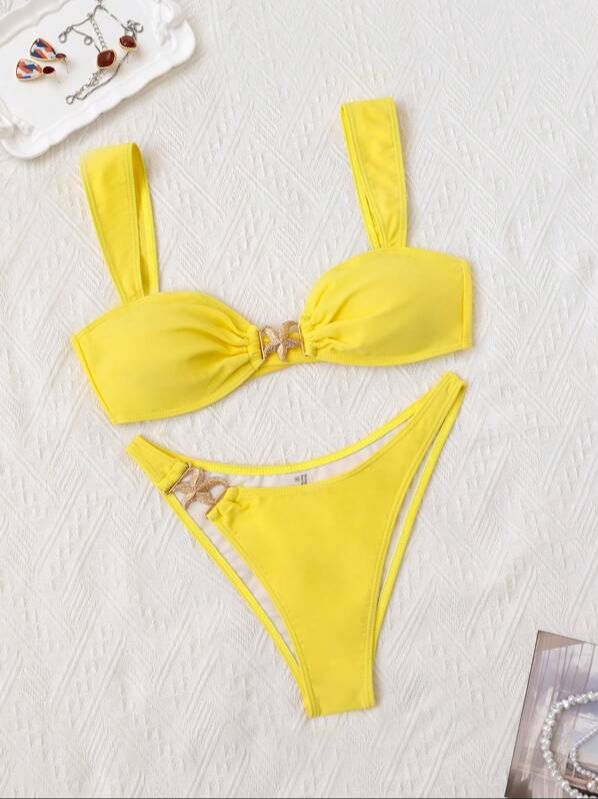 Bikini Amarillo con Detalle de Estrella de Mar