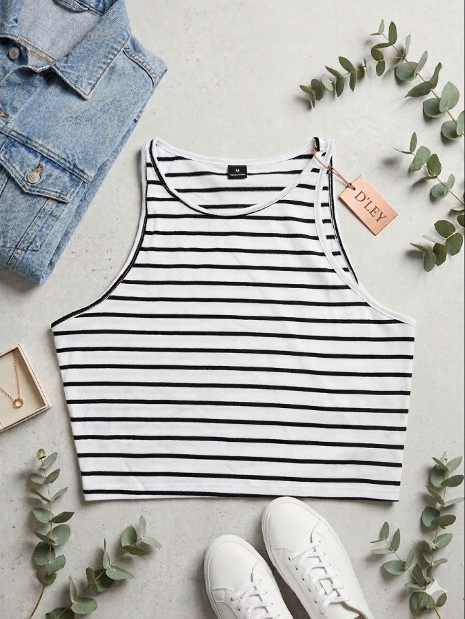 Top de Rayas Blanco y Negro