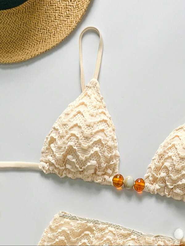 Conjunto de Bikini y Pareo de Encaje
