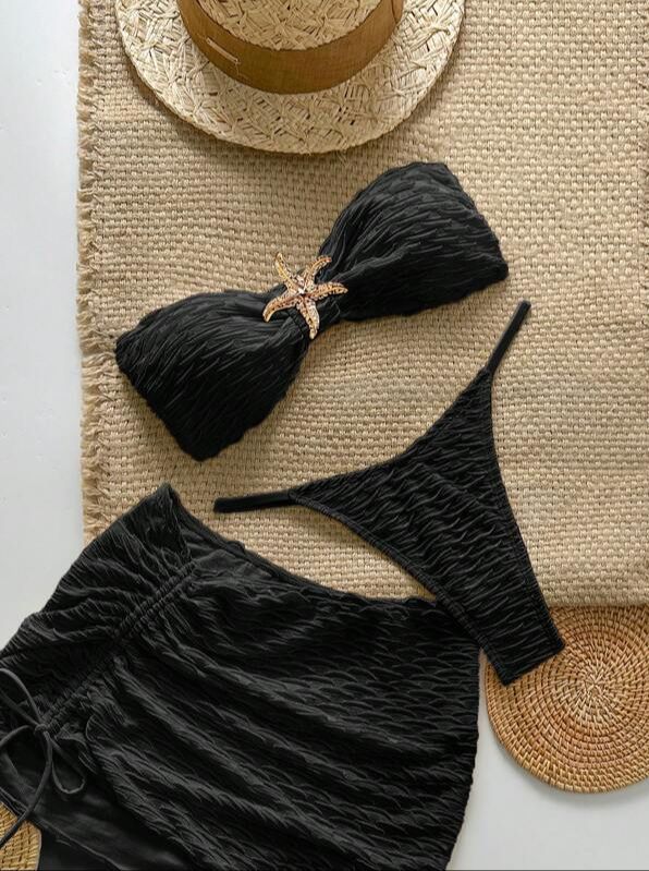 Conjunto de Bikini Negro con Estrella de Mar