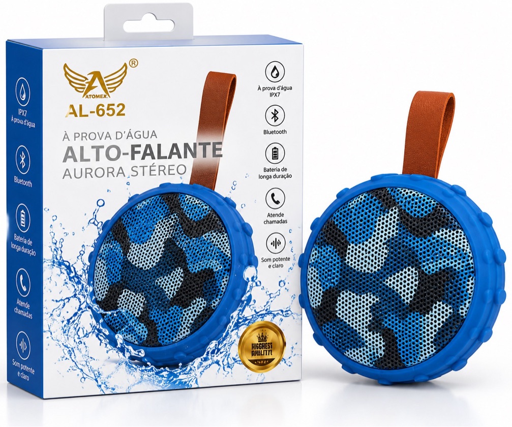 CAIXA DE SOM PORTÁTIL BLUETOOTH À PROVA D’ÁGUA IPX7 ALTOMEX