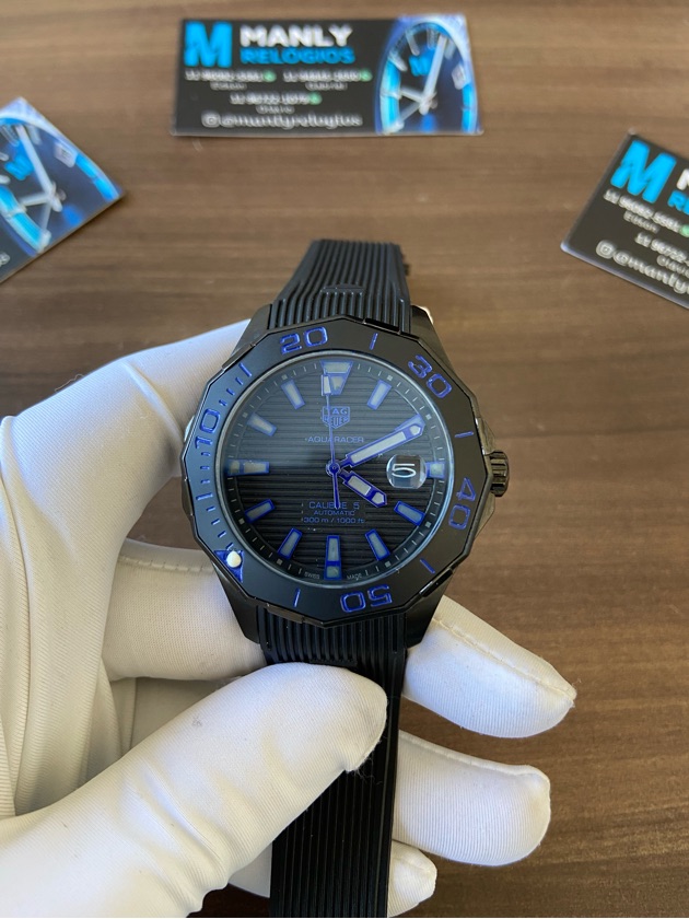 Aquaracer - All black/Azul - Pulseira de borracha
