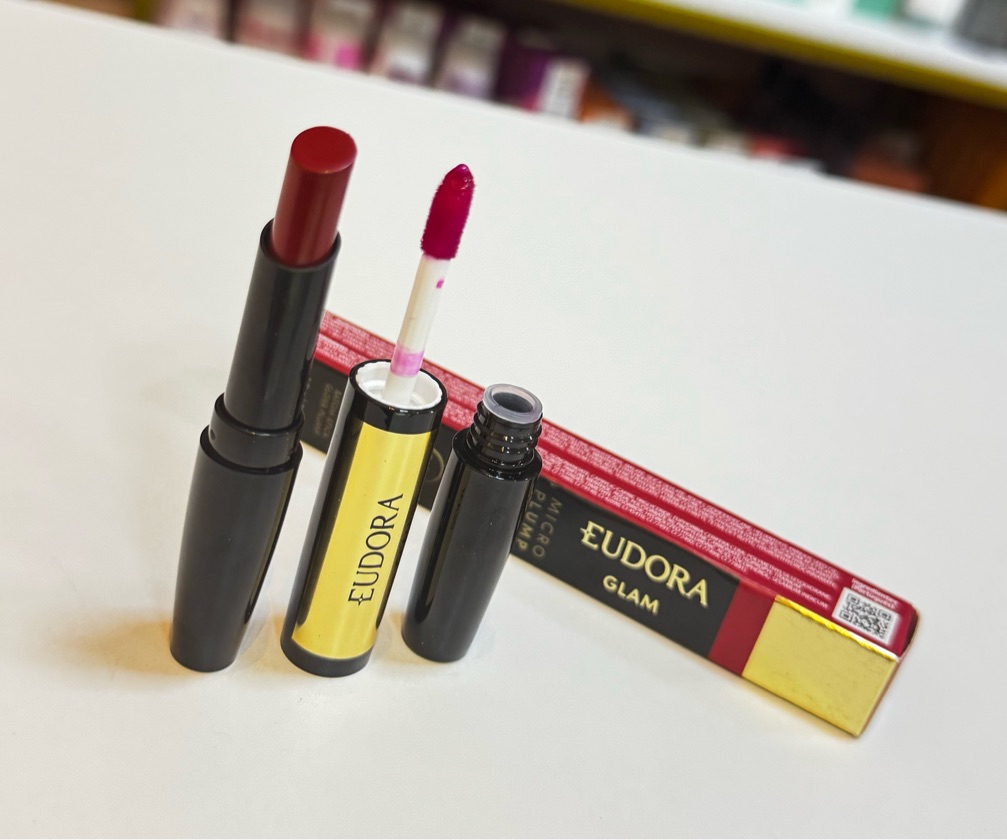 Batom Duo Vermelho Único Glam Micro Plump Eudora