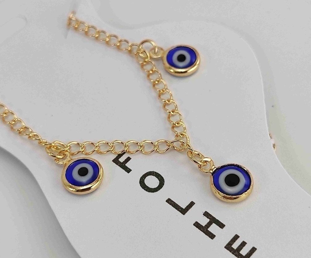 TORNOZELEIRA 3 OLHOS GREGOS-AZUL ESCURO