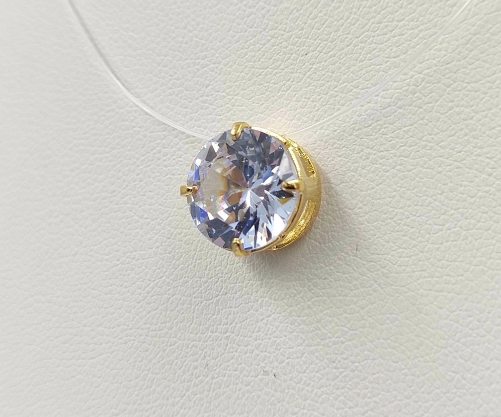COLAR CIRCULO GRANDE ZIRCÔNIA FIO DE NYLON