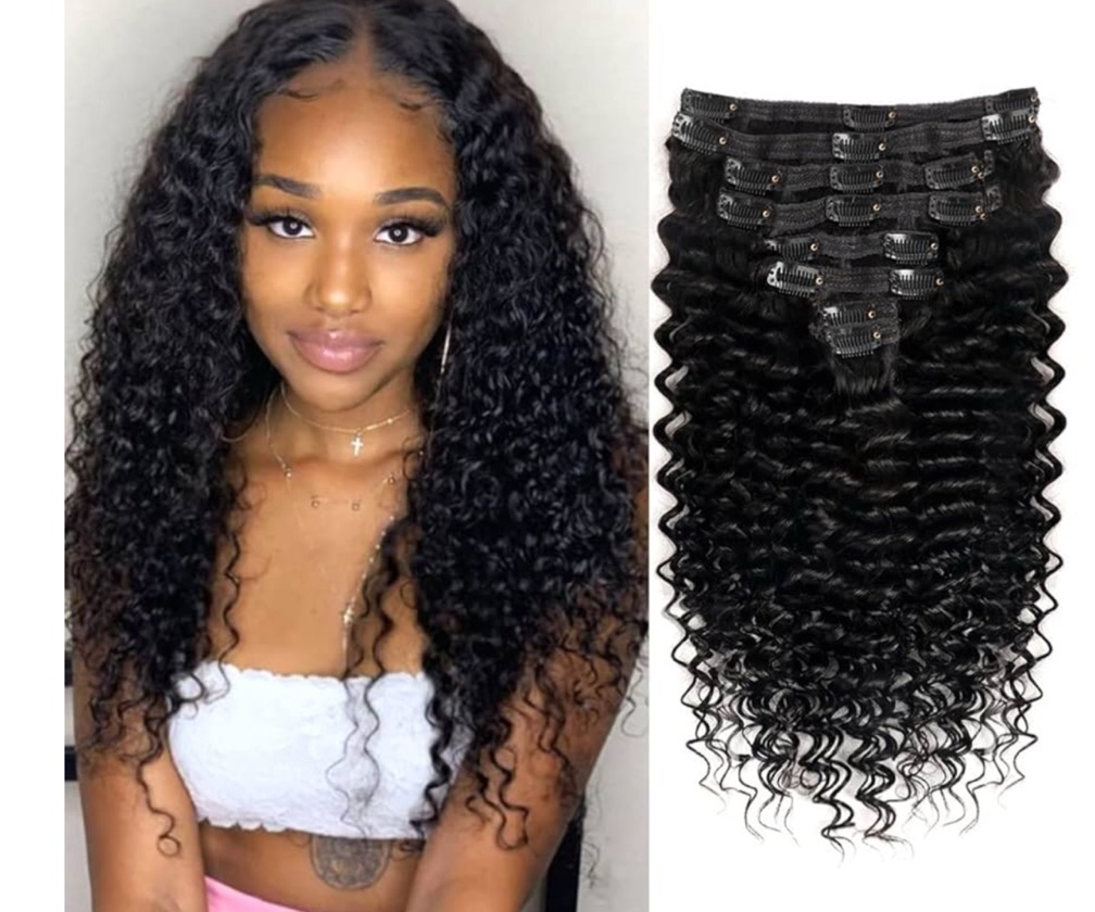 20” Deep Curly Seamless Clip ins