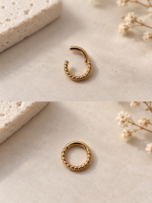 Piercing Argola Clicker Dourado 6mm em Aço PVD