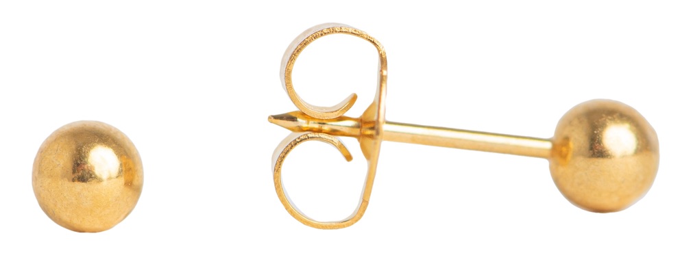 Brincos adulto System 75 bolinha 4mm dourado