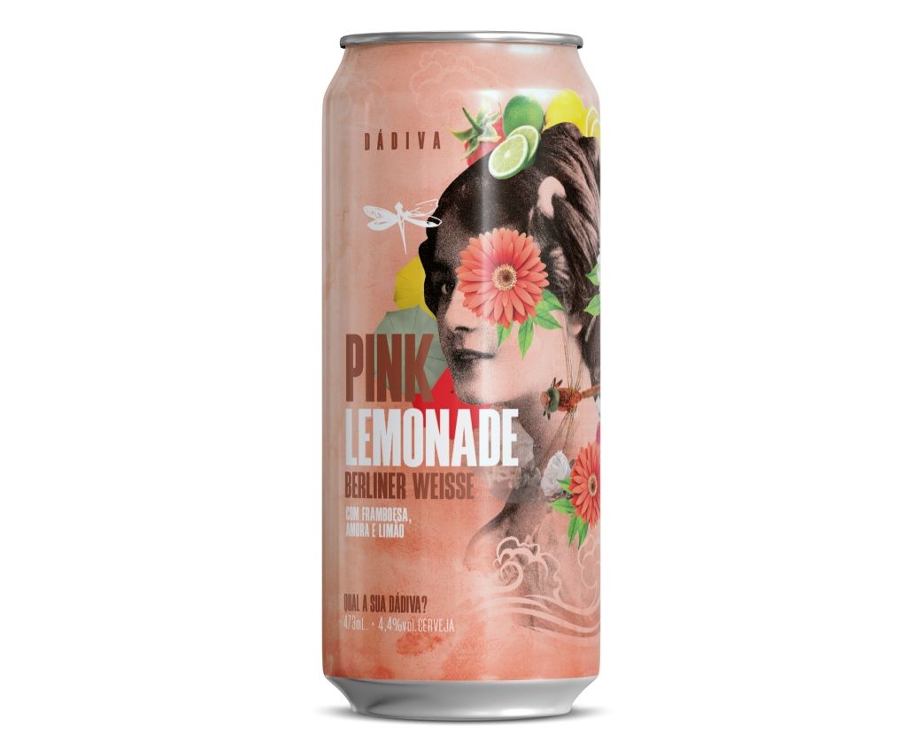 Cerveja Dádiva Pink Lemonade Berliner Weisse c/ framboesa, amora, limão Lata 473