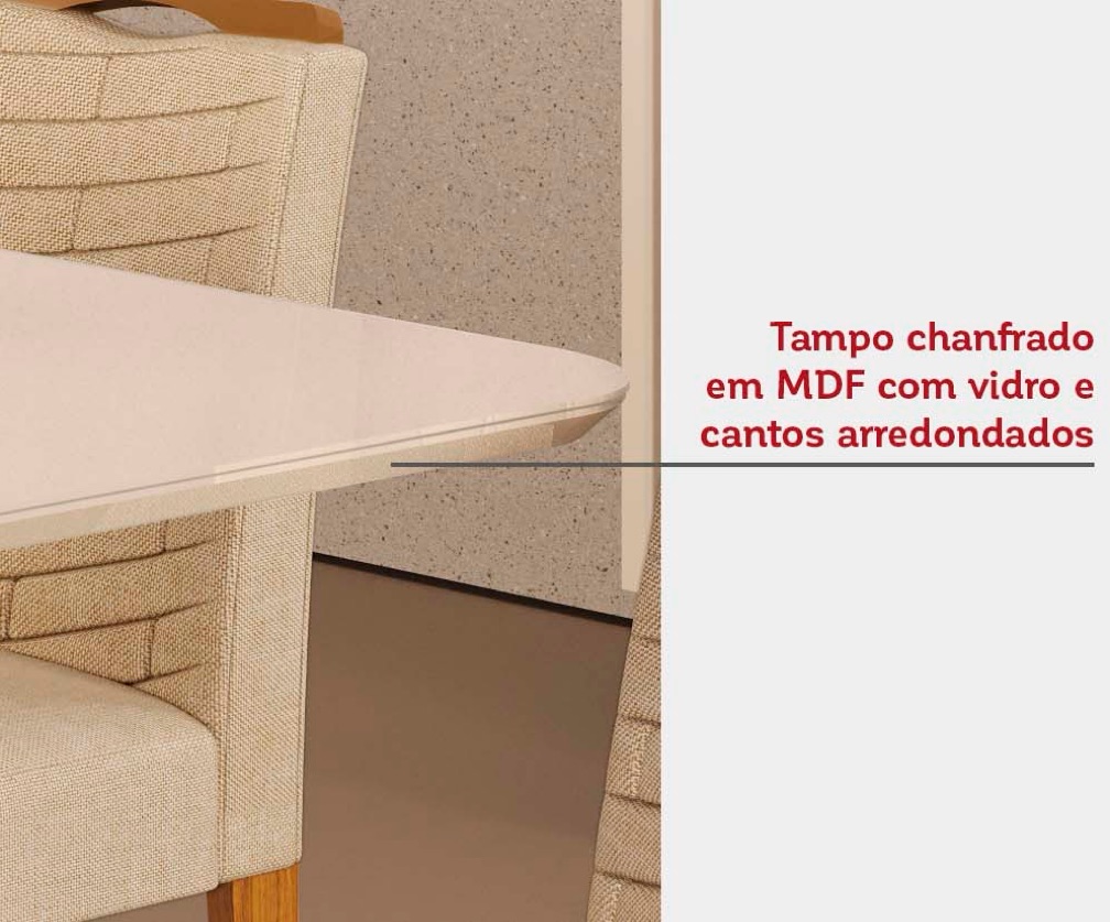 Mesa c/ tampo de vidro freijó/off white - 1,03mt