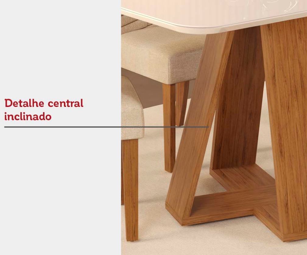 Mesa c/ tampo de vidro freijó/off white - 1,03mt
