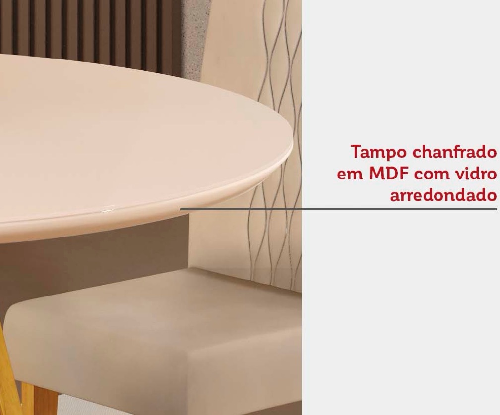 Mesa c/ tampo de vidro freijó/off white - 1,03mt
