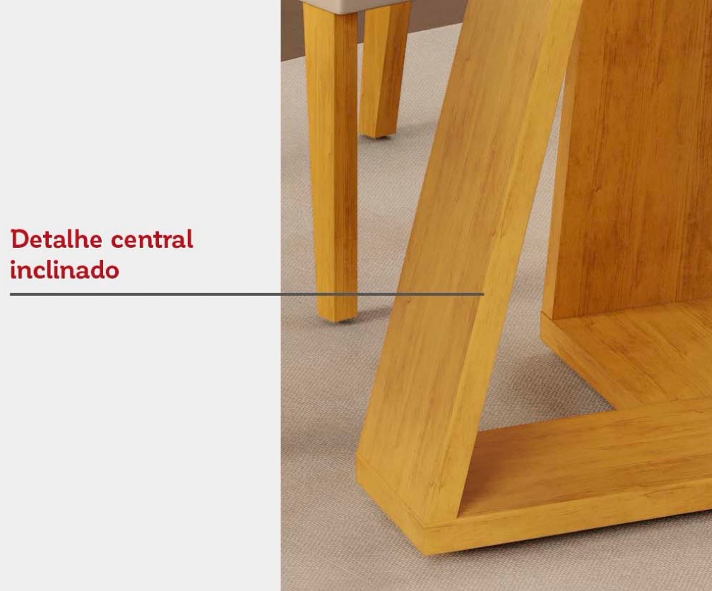 Mesa c/ tampo de vidro freijó/off white - 1,03mt