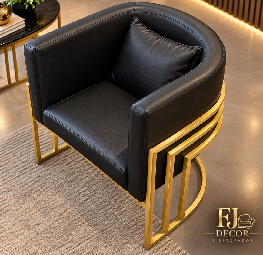 Poltrona oval com base industrial (3 ferros) - showroom