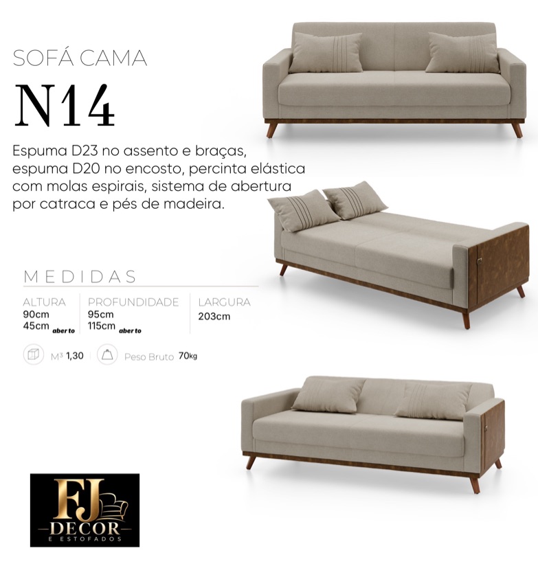 Sofá N14 Cama 2,03mts Larg. - Showroom