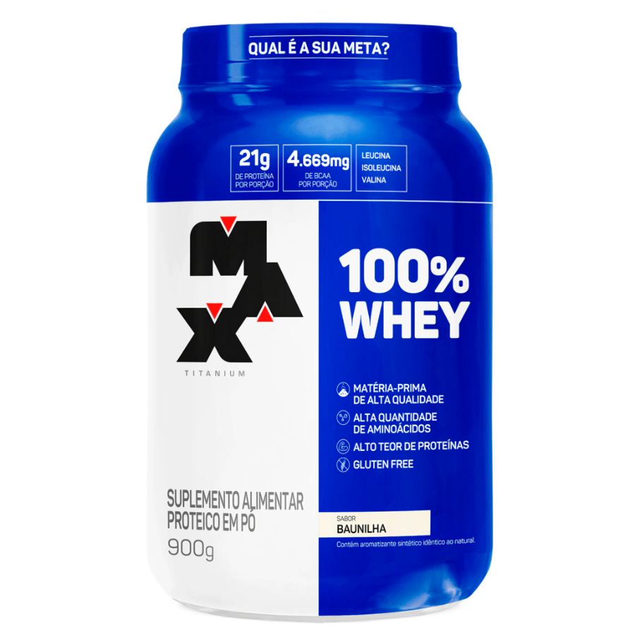 100% Whey Protein Concentrado - Max Titanium 900g Baunilha