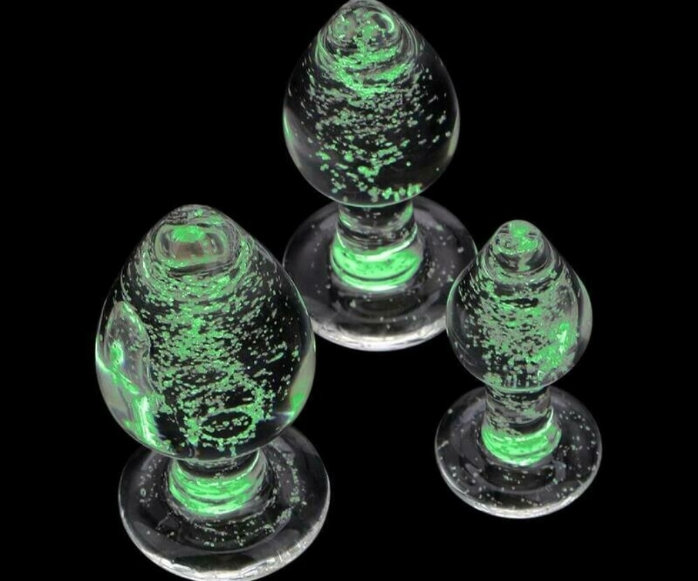 Glow In The Dark Glass Butt Plug (L)