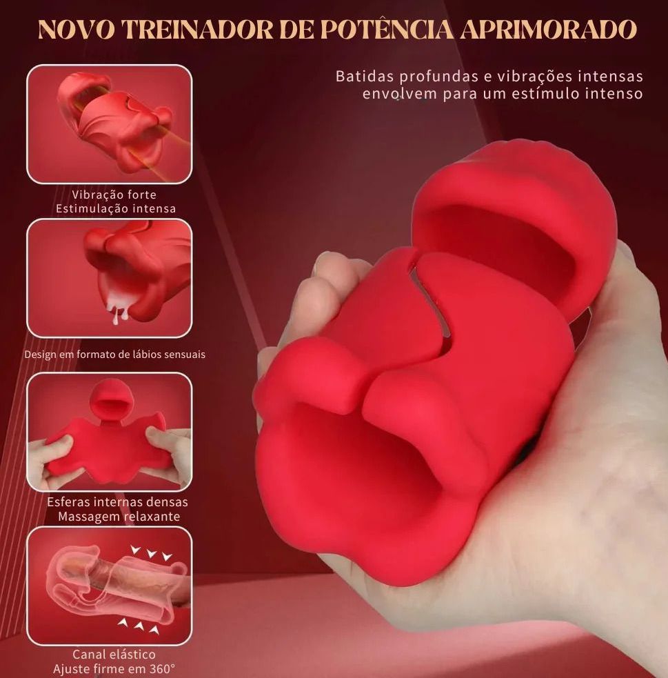Masturbador Masculino em Formato de Boca com Vibração - Por Aplicativo
