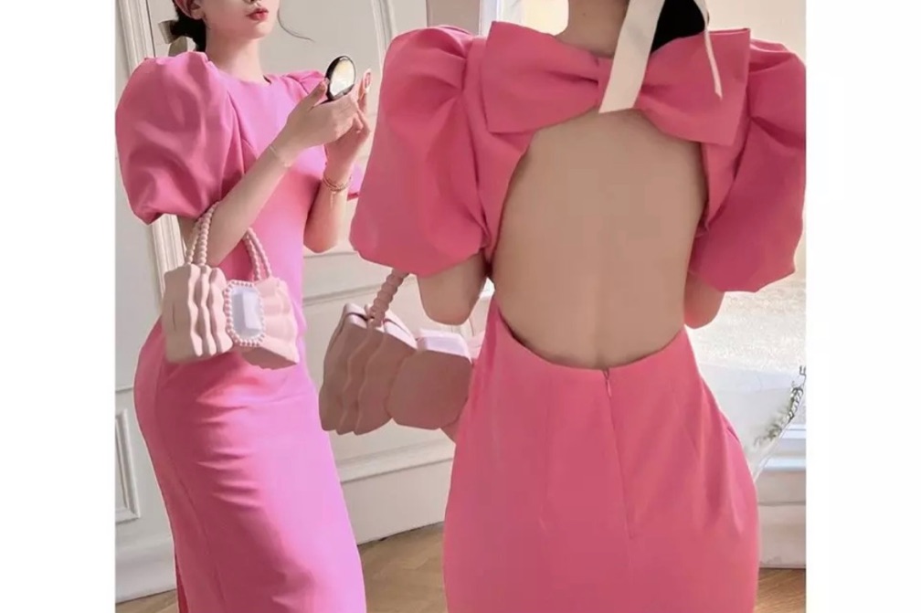 Vestido fucsia lazo