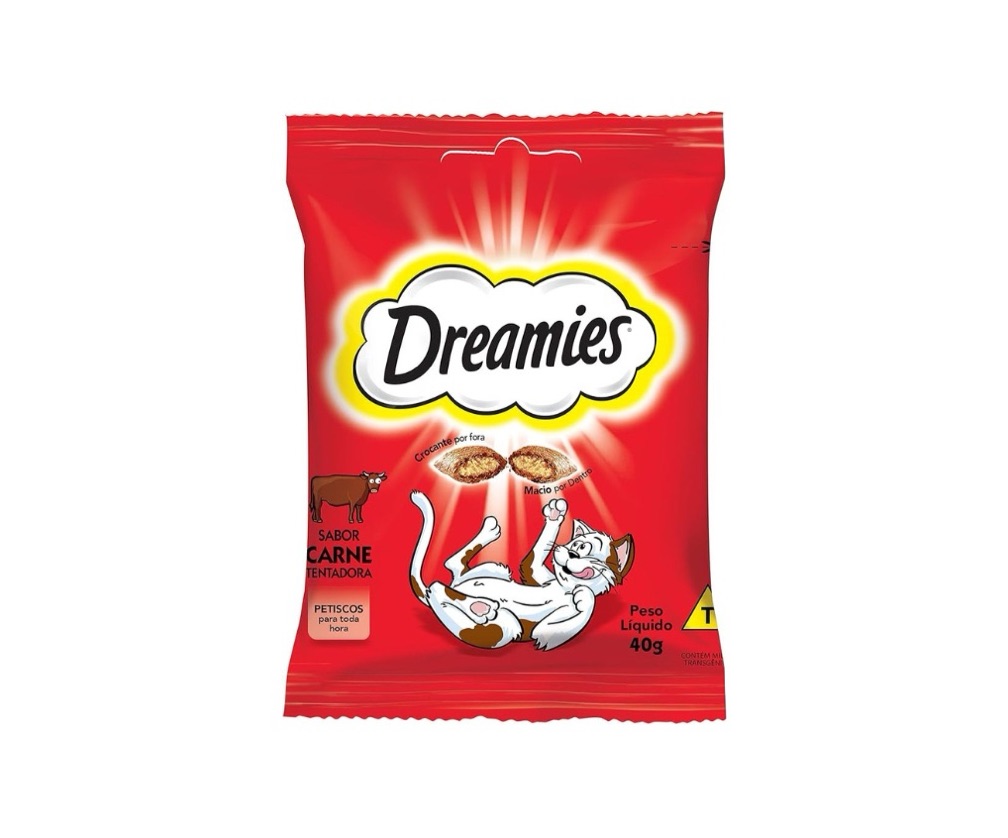 Dreamies petisco recheado para gatos sabor carne 40g