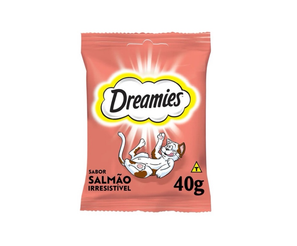 Dreamies petisco recheado para gatos sabor salmão 40g