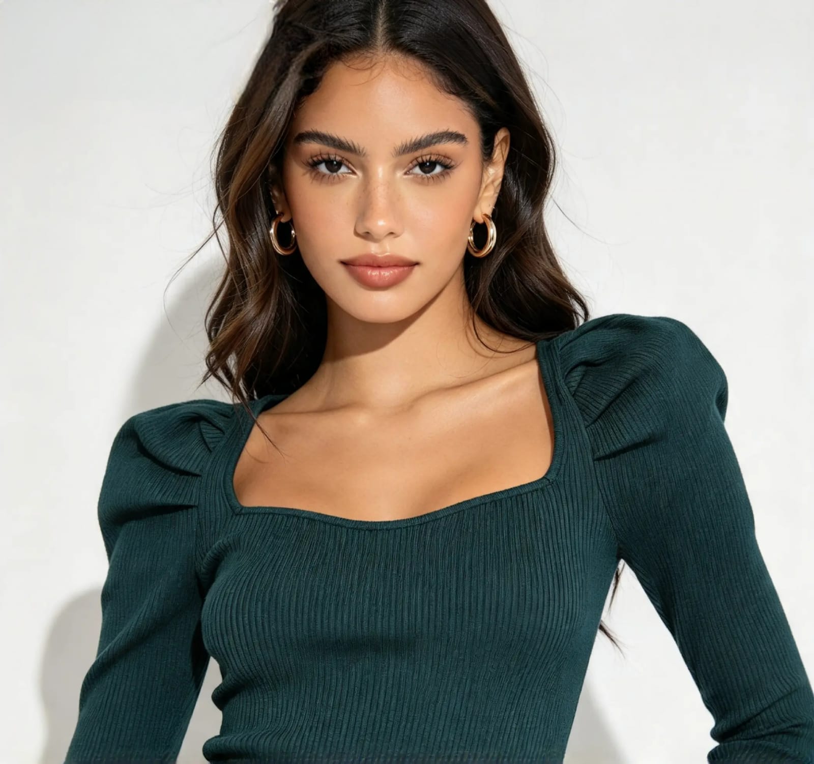 Blusa de Manga Larga con Hombros Fruncidos Talla S