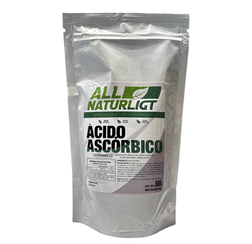Acido Ascorbico Vitamina C Máxima Pureza 500 Grs All Naturligt