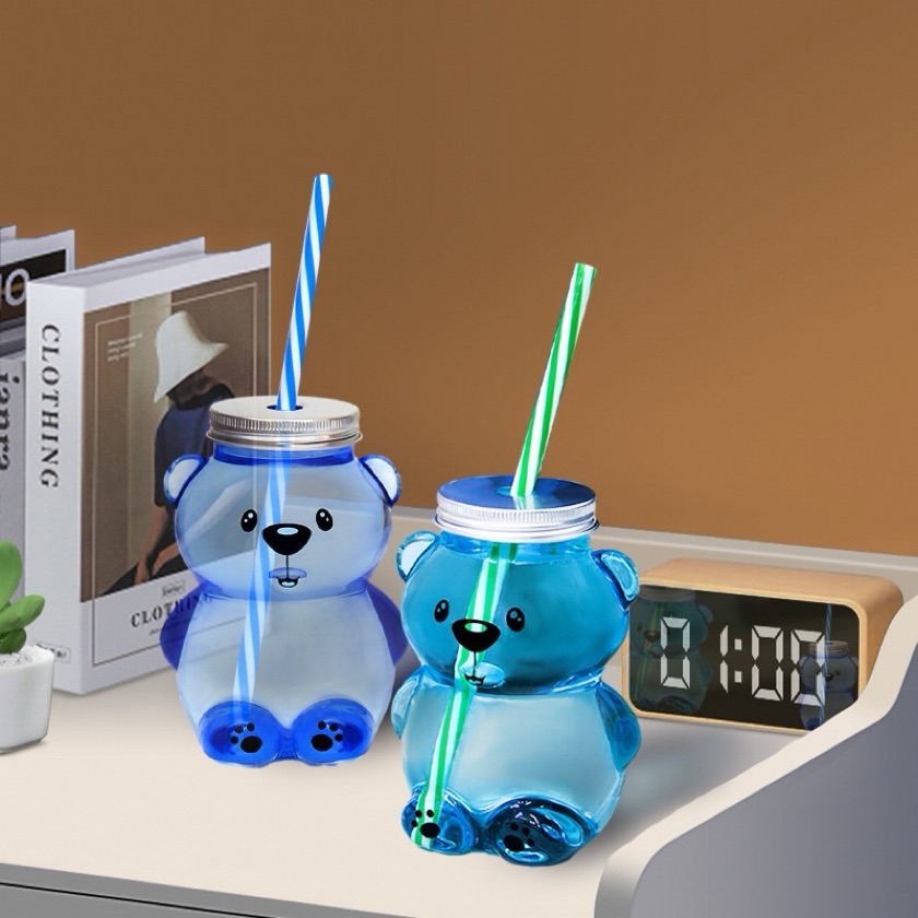 Botella Oso con popote AO-0526